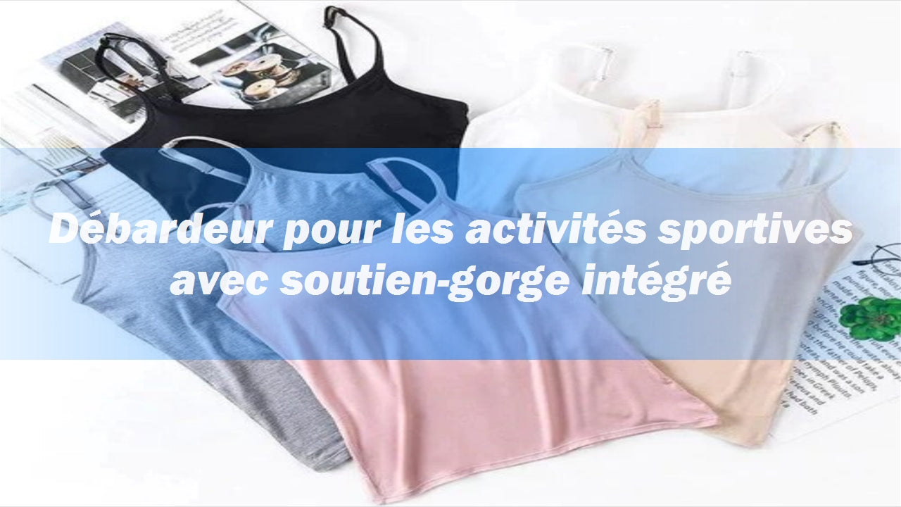 TAIPOVE Débardeur Pour Femme Avec Soutien-gorge Intégré Et Bretelles Spagehtti Reglables Noir Et Blanc