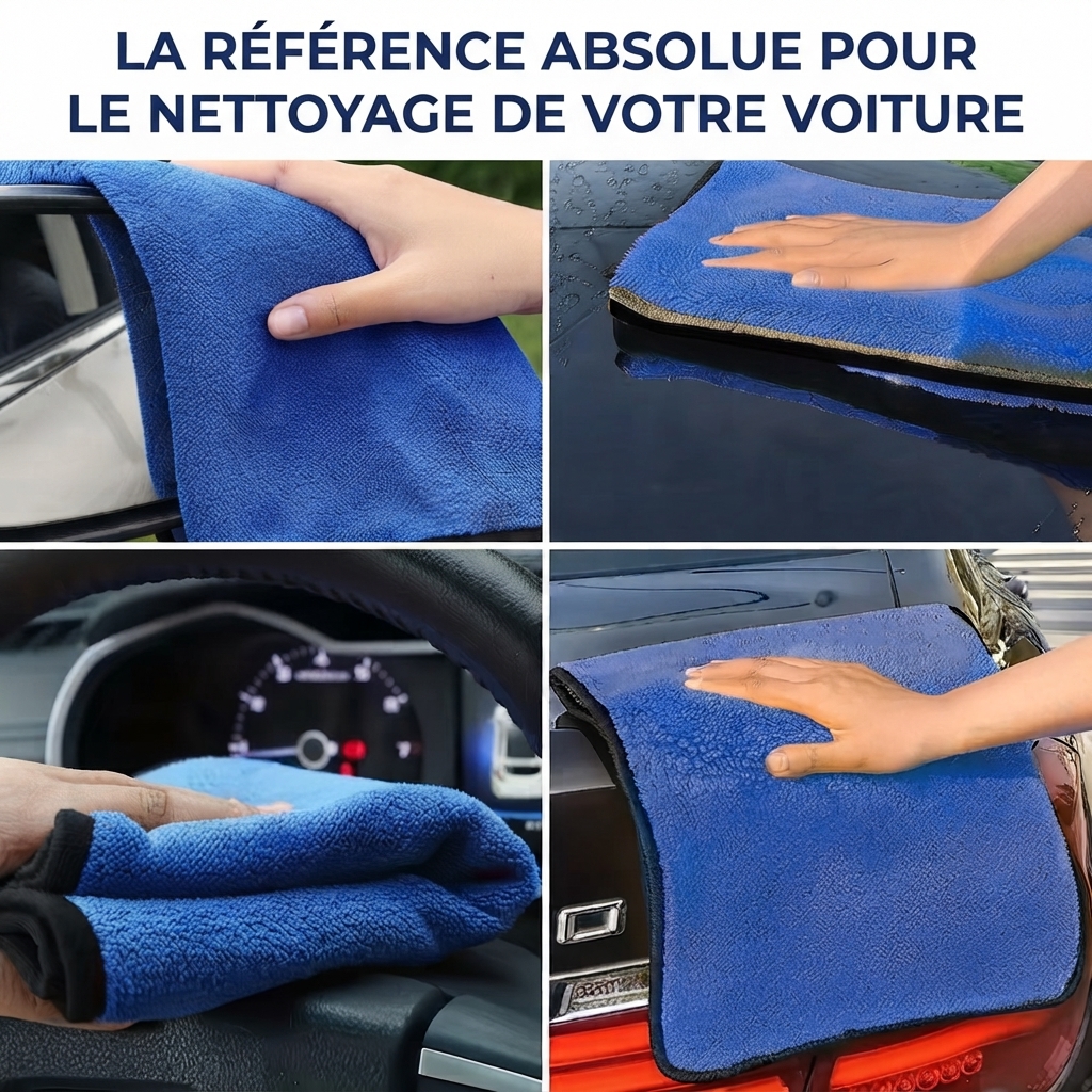 Nettoyage et séchage de carrosserie de voiture sans micro-rayures avec la microfibre Éclatix