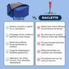Image comparative montrant la supériorité du chiffon microfibre Éclatix (avantages listés avec des coches vertes) sur une raclette classique (inconvénients listés avec des croix rouges) pour nettoyer vitres, miroirs et inox.
